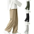thumbnail image 1 of RKSTN Black Mens Pants Silk Casual Pants Elastic Waist Drawstring Straight Leg Loose Fit Breathable Lounge Pants, 1 of 4