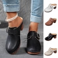thumbnail image 1 of RKSTN Black Womens Slippers Trendy Solid Color Round Toe Closed Toe Thick Sole High Heel Versatile Dress Sandals, 1 of 7