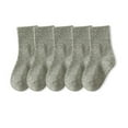 thumbnail image 1 of RKSTN Boys Socks 100% Cotton Crew Socks 5 Pack Moisture Wicking Odor Resistant Properties Girls Athletic Socks(Gray ,9 Years), 1 of 5