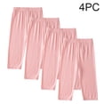 thumbnail image 1 of RKSTN Capri Yoga Pants for Girls 4 Pack Modal Solid Color Elastic Waist Comfortable Breathable Daily Wear Toddler Leggings (Pink ,6 Years), 1 of 8