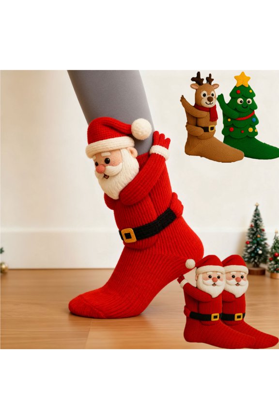 Christmas Handmade Knitted Stockings: For Kids & Adults, Festive Xmas Hanging Decor for Fireplace MantelCozy/Fuzzy Socks for Women, Ideal Christmas Gift (Style A)