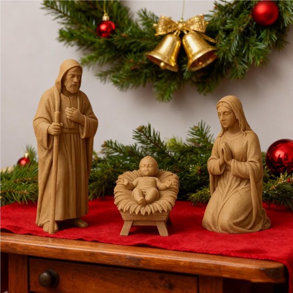 RKSTN Christmas Jesus Nativity Character Statue 3-Piece Set