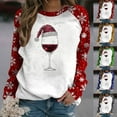 thumbnail image 1 of RKSTN Christmas Sweatshirts for Women Oversize Crewneck Glitter Red Wine Glass Funny Print Pullover Hoodless Sweatshirt Tops Womens Casual Loose Round Neck Xmas Holiday Party Long Sleeve Sweatshirt, 1 of 5