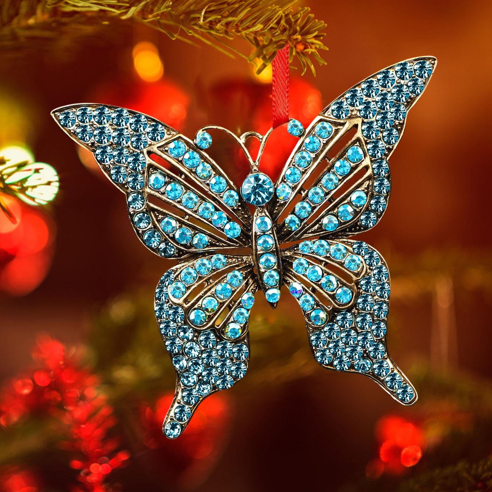 12 PCS Christmas Tree Topper Butterfly Decoration Card Baubles