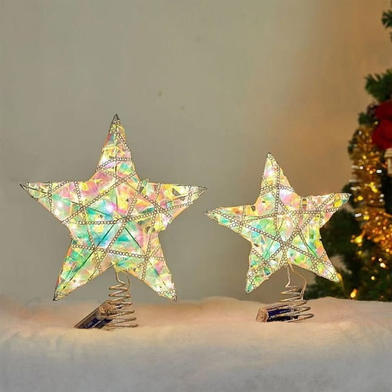 RKSTN Christmas Tree Topper Star 11.8" Colorful Star Tree Top, Iron Christmas Treetop, Small Xmas Tree Decor for Christmas
