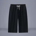 thumbnail image 1 of RKSTN Cotton Linen Capri Pants for Men Plus Size Drawstring Waist Lightweight Straight Leg Breathable Daily Commute Summer Pants for Men with Pockets (Black ,XXXXXL), 1 of 6