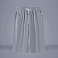 thumbnail image 1 of RKSTN Cotton Linen Capri Pants for Men Plus Size Drawstring Waist Lightweight Straight Leg Breathable Daily Commute Summer Pants for Men with Pockets (Gray ,M), 1 of 7