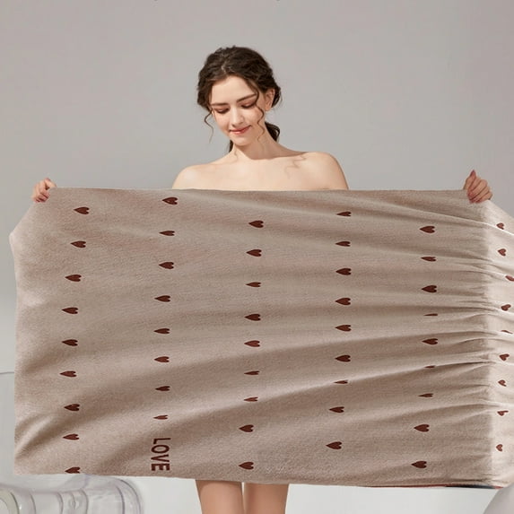 RKSTN Couple Bath Towels Soft Absorbent 28x55in Heart Love Beach Towel Brown