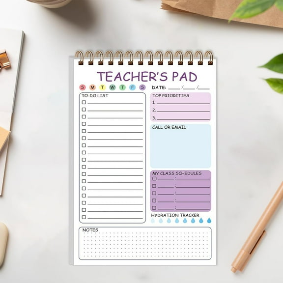 RKSTN Daily To Do List Notepad, A5 Planner Calendar, Scheduler, Organizer with Priority, Stickys, Appointments, Notes, Meals and Water Intake Tracker, 50 Pages
