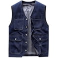 thumbnail image 1 of RKSTN Denim Vest Men Sleeveless Mens Lightweight Jackets Solid Color V Neck Button Down Versatile Jean Jacket with Pockets (Dark Blue ,XL), 1 of 8