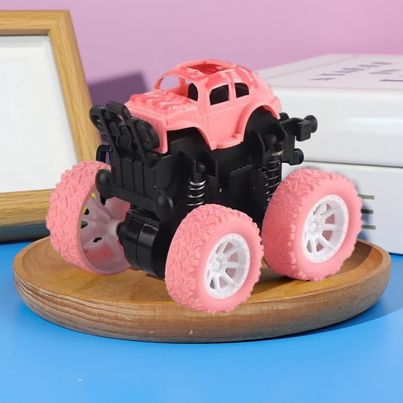 RKSTN Dual-Sided Inertia Powered Stunt Flip Remote Control Car Toy (Pink, random car shell)