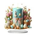 thumbnail image 1 of RKSTN Easter Decorations Eggs Bunny, 2D Tabletop Centerpiece, Decor Bunny Figurine for Home Room Table Office Party (Happy Easter), 1 of 6