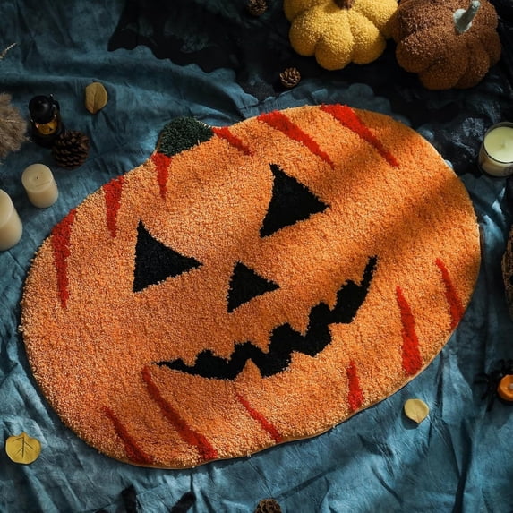 RKSTN Fall Thanksgiving Kitchen Rugs, Washable Pumpkins Maple Door Mat for Autumn Harvest Thanksgiving Home Decor, Soft Non-Slip Carpet for Hallway Bedroom Bathroom Entryway, 15.75x23.62"