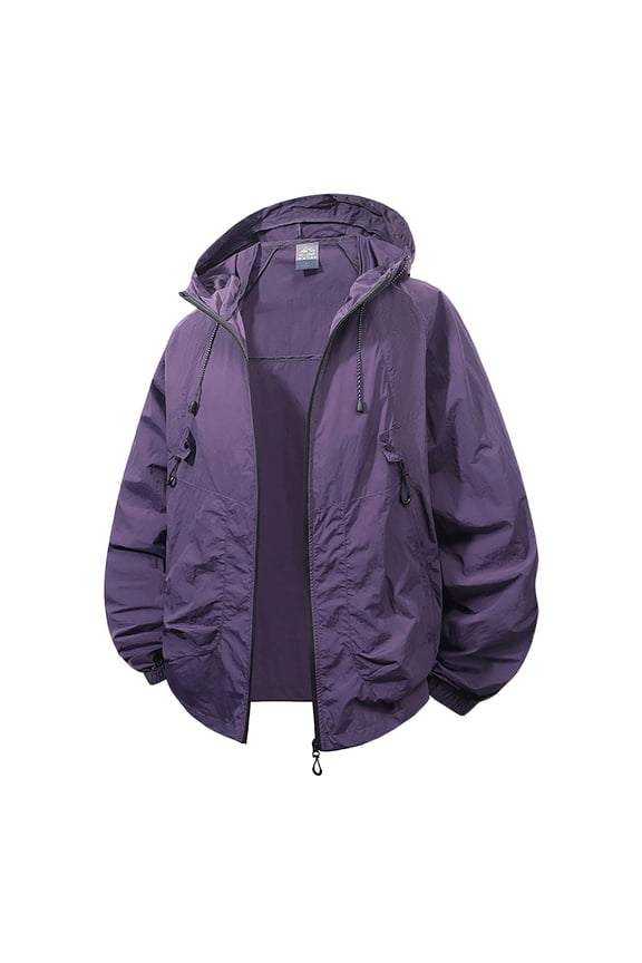 Fishing Shirts for Men Sun Protection Jacket Solid Color Full Zip Drawstring Long Sleeve Shirts Spring Summer Lightweight Versatile Hiking Jacket with Pockets