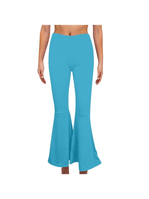 Flare Workout Pants Women Athletic Plus Size Mid Waist Trendy Stretch Tight Wrap Slimming Casual Pants for Women (Blue ,XS)