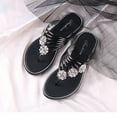 thumbnail image 1 of RKSTN Flip Flops for Women 3D Rhinestone Flower Flats Beach Sandals Open Toes Comfy Slip on Daily Outings Summer Slides for Women （Black ,7.5), 1 of 3