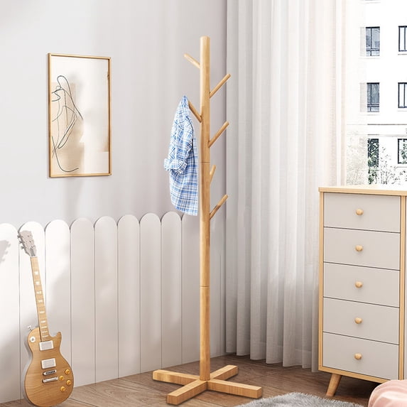 RKSTN Freestanding Coat Rack, Simple Bedroom Hanger, Beige