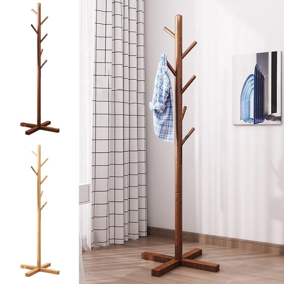 RKSTN Freestanding Coat Rack, Simple Bedroom Hanger, Brown
