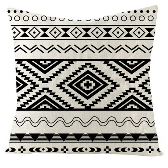 RKSTN Geometric Black and White Decorative Throw Pillow Covers Cotton Linen Square Cushion Covers Outdoor Couch Sofa Home Pillow Cases 18x18 Inch