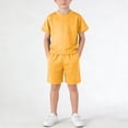 thumbnail image 1 of RKSTN Girls Athletic Sets Boys Crew Short Sleeve Quickly Dry T Shirt with Shorts Sports Set(Yellow ,9-10 Years), 1 of 7