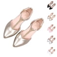 thumbnail image 1 of RKSTN Girls Dress Sandals Rhinestone Pumps Chunky Block Heel Pointed Toe Ankle Strap Slingback French Style Summer Party Shoes for 4-12 Years, 1 of 6