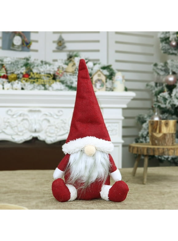 RKSTN Gnomes Christmas Decorations Handmade Santa Plush Gnome, Home Tabletop Ornaments Christmas Gnome Decor for Home Office Table Xmas Party Ornament Gift on Clearance
