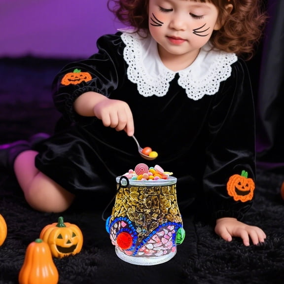 RKSTN Halloween Jar DIY Halloween Illuminated Candy Jar with Lights Including Material Pack 10Pcs Handmade Parentchild Puzzle Toy Crystal Glowing Gift Contains 30ml of Adhesive