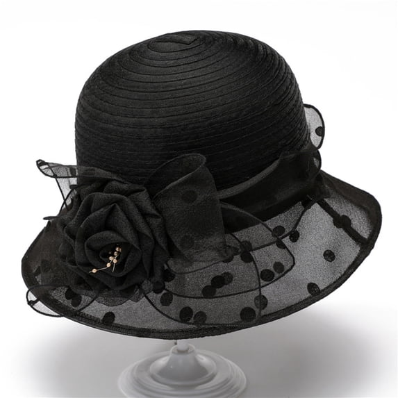 RKSTN Hats for Women Polka Dot Sun Hats for Women UV Protection Bucket Church Hats for Women Horse Racing Events