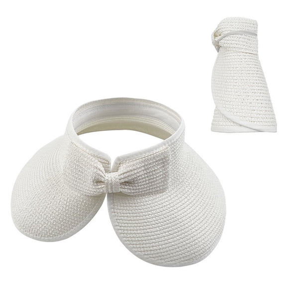 RKSTN Hats for Women Sun Protective Beach Hats for Women Bow Tie Visor Hats Open Top Straw Hat
