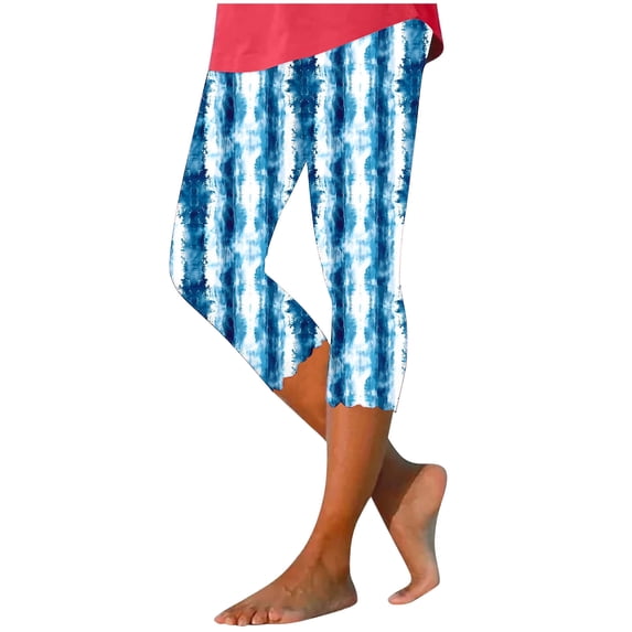 RKSTN High Waisted Capri Leggings for Women Plus Size Print Highly Stretchy Tummy Control Comfy Versatile Yoga Workout Leggings for Women (Multicolor ,XXL)
