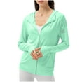 thumbnail image 1 of RKSTN Hoodies for Women Solid Color Sun Protection Jacket Full Zip Long Sleeve Shirts Spring Summer Lightweight Thumb Loop Jacket with Pockets, 1 of 8