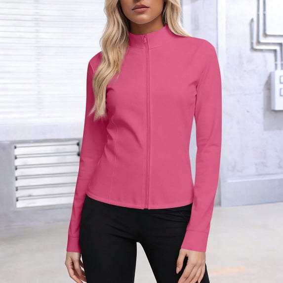 RKSTN Hoodies for Women Sun Protection Solid Color Jacket Full Zip Tapered Waist Long Sleeve Shirts Spring Summer Lightweight Jacket