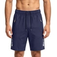 thumbnail image 1 of RKSTN Ice Silk Gym Shorts for Men Quick Dry Plus Size Drawstring Waist Straight Leg Sporty 5 Inch Jogging Training Summer Shorts with Pockets (Dark Blue ,XXXL), 1 of 6