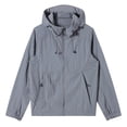 thumbnail image 1 of RKSTN Jackets for Men Sun Protection Hooded Shirt Solid Color Long Sleeve Drawstring Zip up Breathable Daily Commuting Sports Shirts with Pockets, 1 of 8