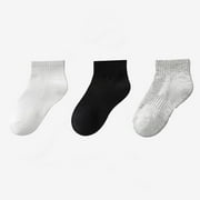 RKSTN Kids Unning Socks Boys Cotton Ankle Socks Sweat Absorbing 3 Pairs Odor Proof Comfortable Versatile Socks for Toddler Girls Beige ,12 Years