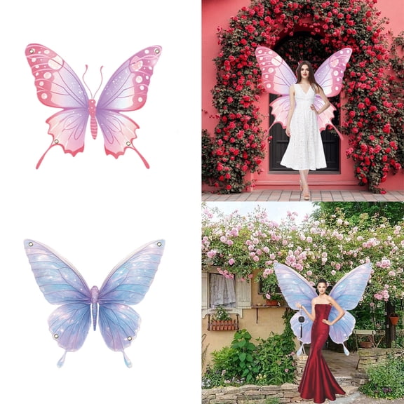 RKSTN Large Butterfly Wings Decorations Giant Butterfly Backdrop Banner Photograph Background for Women Birthday Party Booth Photo Props Wall Decor