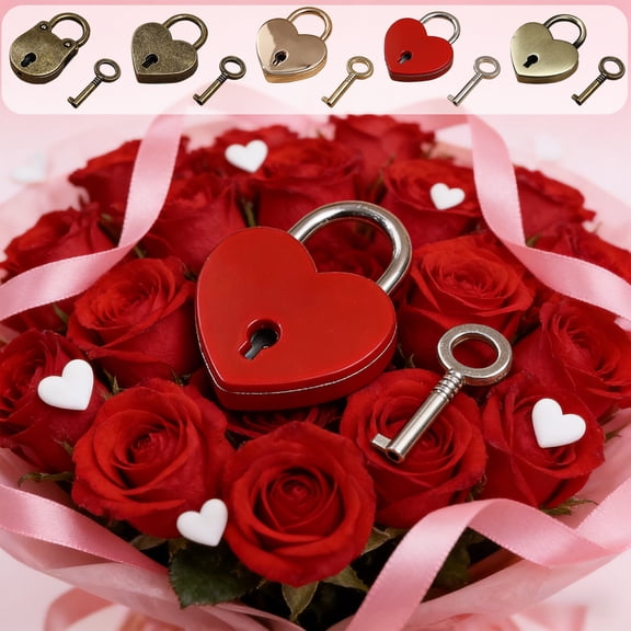 RKSTN Love Lock Heart Shaped Padlock, Red Single Heart Wish Lock for Lovers Wedding, Wish Day, Anniversary, Travel, Bridge, Valentines Day Gifts for Her