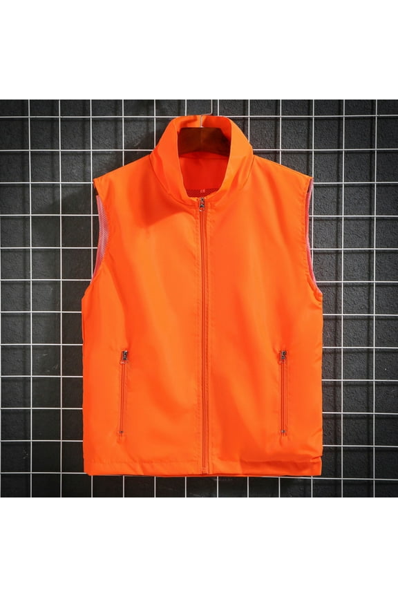 Men Athletic Vest Breathable Mesh Lining Design Plus Size Solid Color V Neck Sleeveless Zip Up Sports Fitness Summer Casual Comfortable Vest Jacket with Pockets