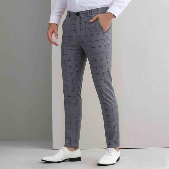 RKSTN Mens Dress Pants Slim Fit Plain Slacks for Men Plus Size Chinos Button Waist Versatile Business Casual Pants with Pockets (Dark Gray ,XXXL)