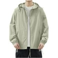 thumbnail image 1 of RKSTN Mens Hoodie Sun Protection Jacket Textured Solid Color Full Zip Drawstring Long Sleeve Shirts Spring Summer Lightweight Windproof Hiking Jacket with Pockets, 1 of 3
