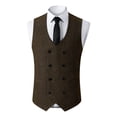 thumbnail image 1 of RKSTN Mens Suit Vest Retro Herringbone Style Formal Dress Vest Stylish Solid Color V Neck Sleeveless Double Breasted Slim Fit Vintage Casual Versatile Waistcoat Vest, 1 of 6