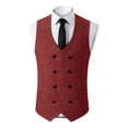 thumbnail image 1 of RKSTN Mens Suit Vest Retro Style Formal Red Dress Vest Stylish Solid Color V Neck Sleeveless Double Breasted Slim Fit Vintage Casual Versatile Waistcoat Vest, 1 of 6