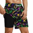 thumbnail image 1 of RKSTN Mens Swim Trunks with Compression Liner Swimming Trunks Carnival Print Trendy Elastic Drawstring Waist Quickly Dry Bathing Suit Pockets Swim Shorts, 1 of 5