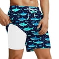 thumbnail image 1 of RKSTN Mens Swim Trunks with Compression Liner Swimming Trunks Hawaiian Style Print Trendy Elastic Drawstring Waist Quickly Dry Bathing Suit Pockets Swim Shorts, 1 of 5