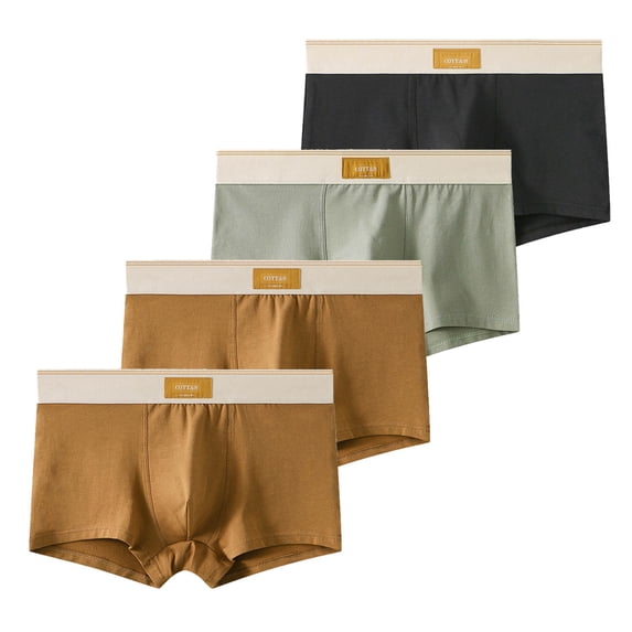 RKSTN Mens Underwear Boxer Briefs Pack Plus Size Color Block Mid Rise Lightweight Minimalist 4 Pack Daily Commute Office Work Men's Underwear (Blue ,L)
