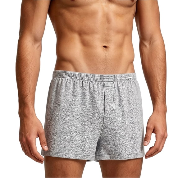 RKSTN Mens Underwear Boxers Knitted Plus Size Underwear Solid Color Loose Fit Lightweight Casual Lazy Weekend Underwear for Men (Gray ,L)