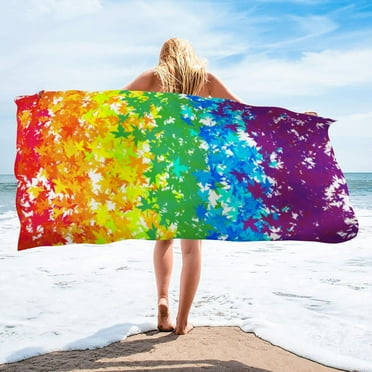 RKSTN Microfiber Beach Towel Quick Dry Sand Free Compact Lightweight Colorful Bath Towel Sandproof Beach Blanket Multi-Purpose Towel for Travel Swimming Pool (75x150cm, 29x63) on Clearance