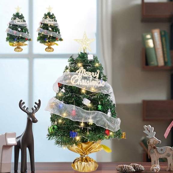 RKSTN Mini Christmas Trees 17.7" with No Lights, 1.5 ft Decorated Artificial Tabletop Christmas Trees Home Party Decoration for Kitchen Dining Room Window