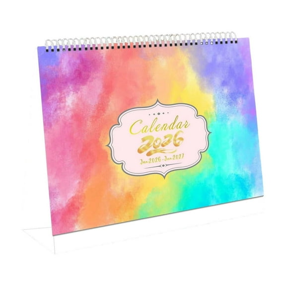 RKSTN Mini Desk Calendar 2026-2027, Standing Flip Small Desk Calendar- Thick Paper Twin-Wire Binding for Home or Office (Multicolor)