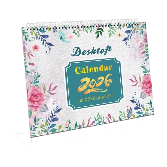 RKSTN Mini Desk Calendar 2026-2027, Standing Flip Small Desk Calendar- Thick Paper Twin-Wire Binding for Home or Office (Multicolor)